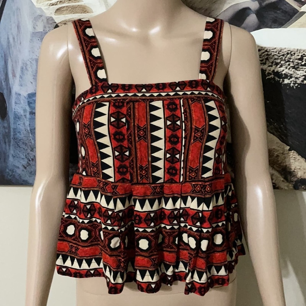 H&M Aztec Tribal Print Top Size 2
